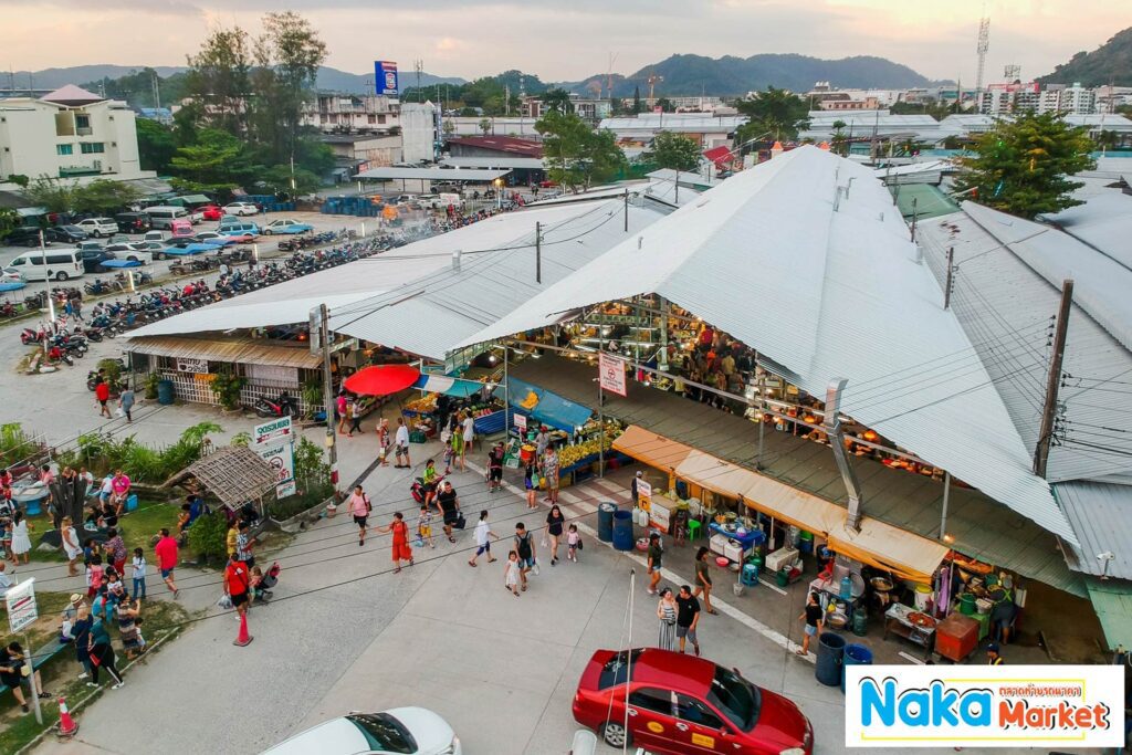 Aerial view of Naka Night Market, Phuket