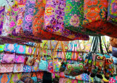 Colourful bags on display at the Naka Night Market