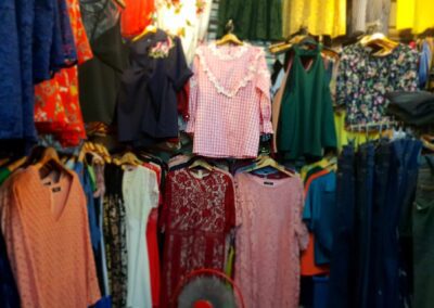 So many colourful clothes for sale at Naka Night Market