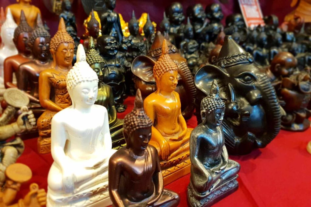 Traditional Buddha figurines and other Thai sculptures available.