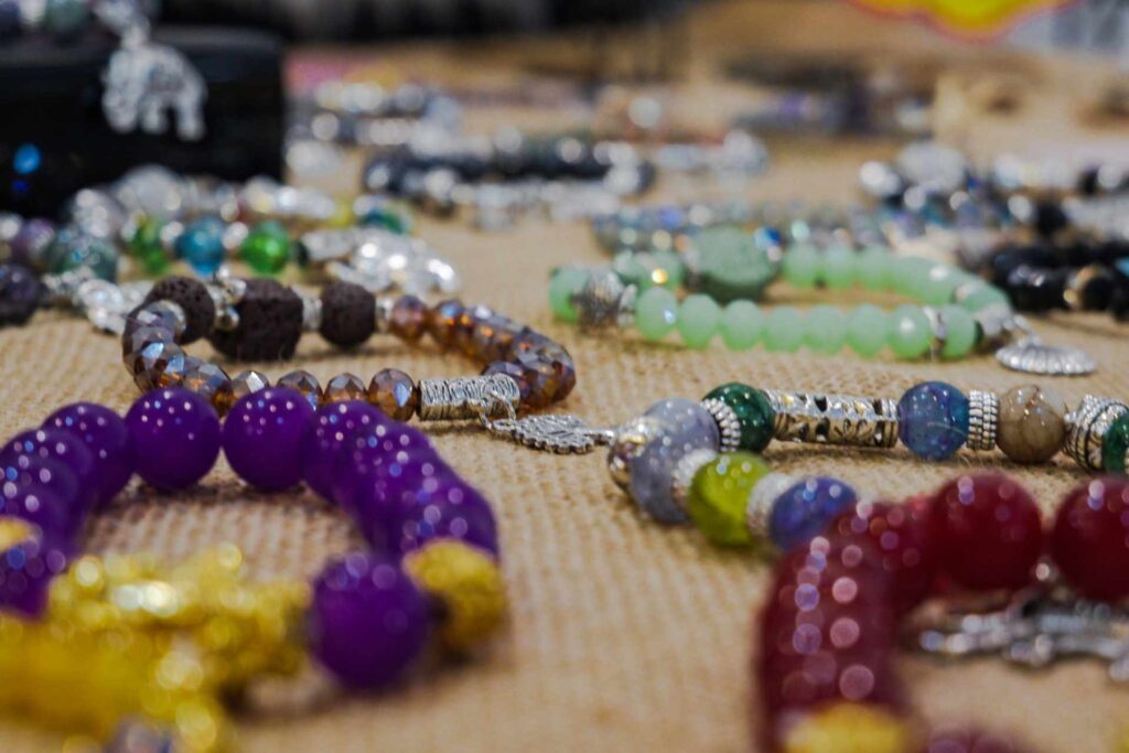 Bracelets and necklaces for sale at Naka Night Market, Phuket