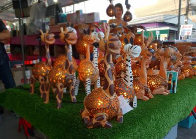 Fun, animal shaped lamps handcrafted and for sale at Naka Night Market, Phuket