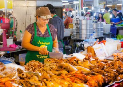 Lots of tasty meat treats available at Naka Night Market