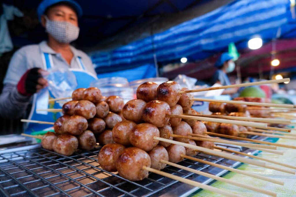 Traditional Thai market snacks at Naka Night Market