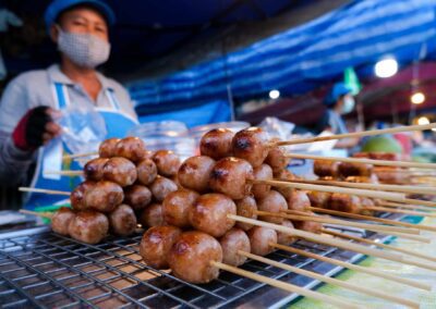 Traditional Thai market snacks at Naka Night Market