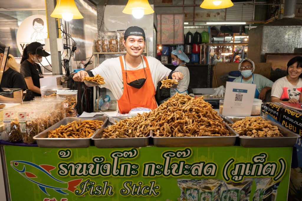 Fish sticks with a real taste kick, available at Naka Weekend Market
